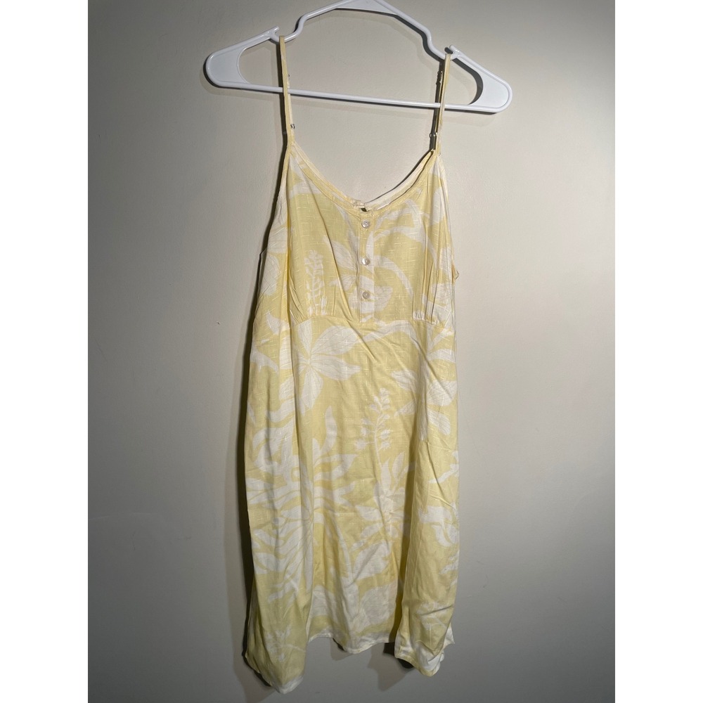 Kiwi + Punch Yellow Floral Tropical Mini‎ Dress Size Medium Beach Coastal Travel